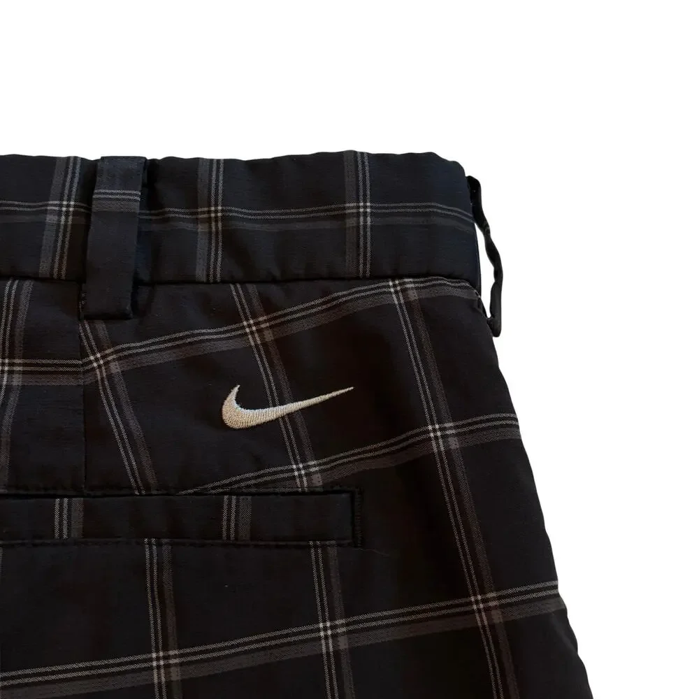 Nike Golf Shorts Mens Size 34 Black Plaid Performance Chino Stretch Preppy